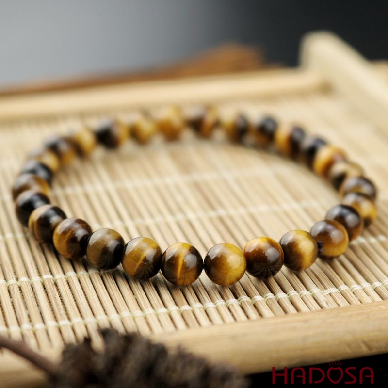 Vòng đá Mắt Hổ vàng nâu 6mm chuẩn 5A