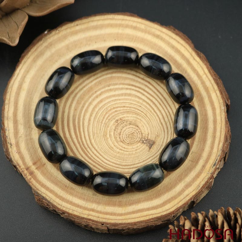 Vòng mắt hổ xanh đen lu thống 12*16mm 4A