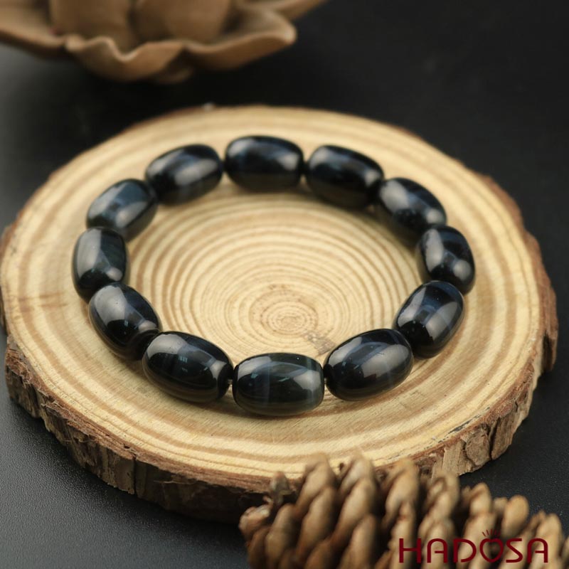 Vòng mắt hổ xanh đen lu thống 12*16mm 4A