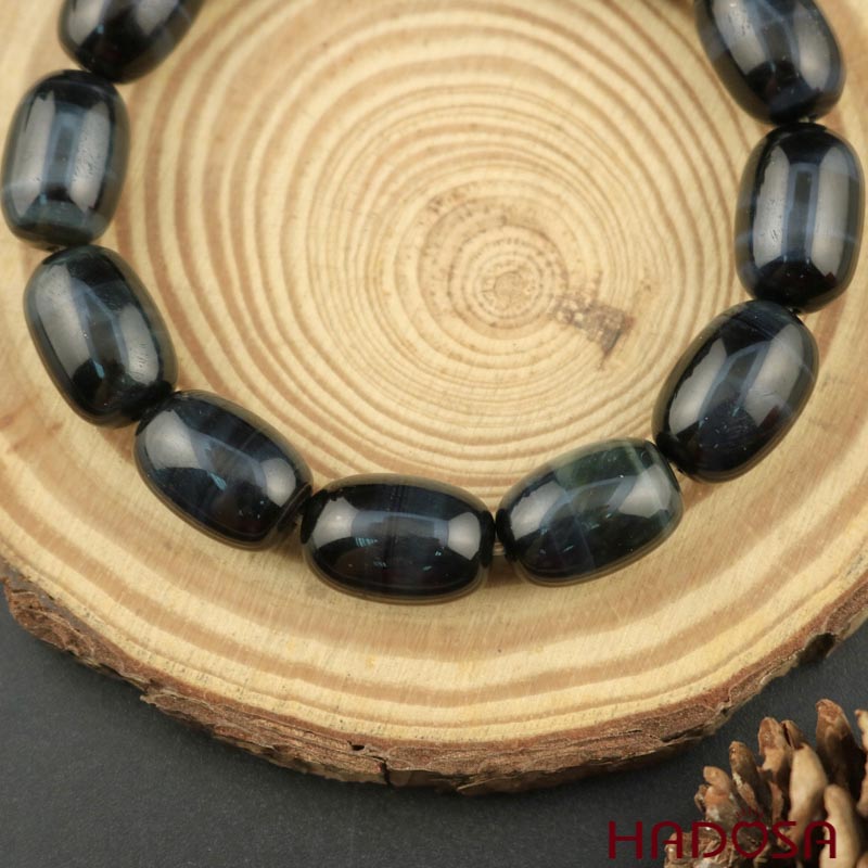 Vòng mắt hổ xanh đen lu thống 12*16mm 4A