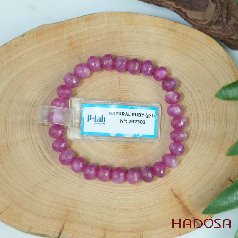 Vòng chuỗi Ruby Thái đỏ cắt giắc 6x7.5mm cao cấp