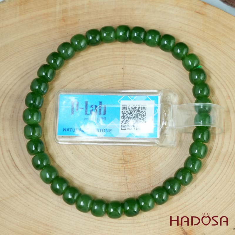 Vòng Ngọc Bích Canada hạt bầu 6mm chuẩn 6A