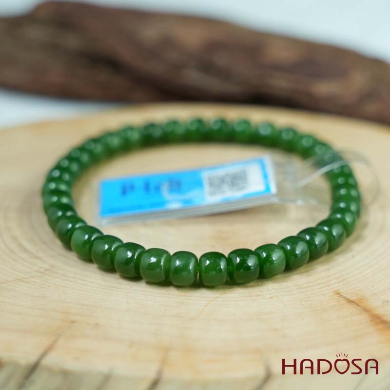 Vòng Ngọc Bích Canada hạt bầu 6mm chuẩn 6A