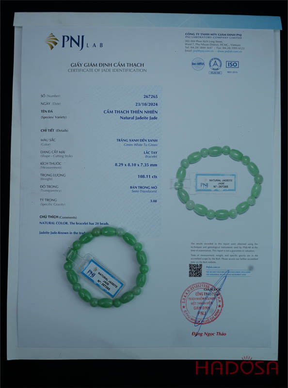 Vòng chuỗi Ngọc Cẩm Thạch trắng vân lý lu thống