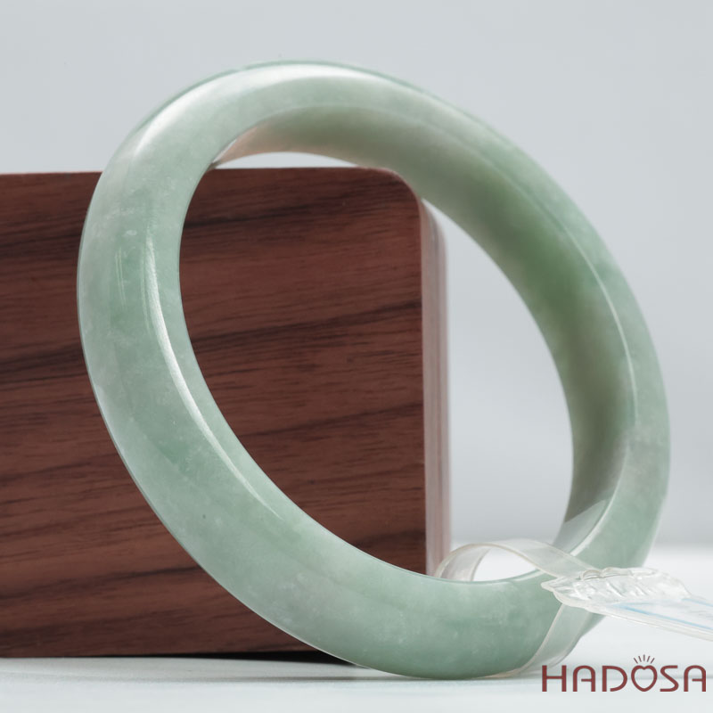 Vòng Cẩm Thạch A xanh mạ bản oval ni 58