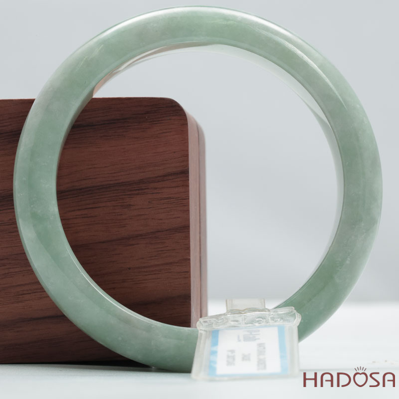 Vòng Cẩm Thạch A xanh mạ bản oval ni 58