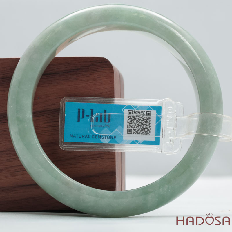 Vòng Cẩm Thạch A xanh mạ bản oval ni 58