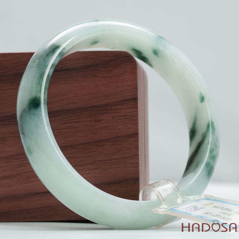 Vòng Ngọc Cẩm Thạch Jade A lá hẹ băng ngọc vân lý ni 55