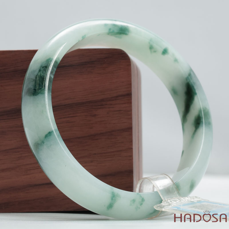 Vòng Ngọc Cẩm Thạch Jade A lá hẹ băng ngọc vân lý ni 55