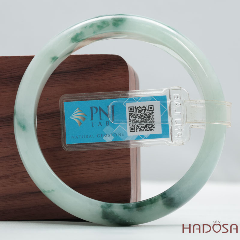 Vòng Ngọc Cẩm Thạch Jade A lá hẹ băng ngọc vân lý ni 55