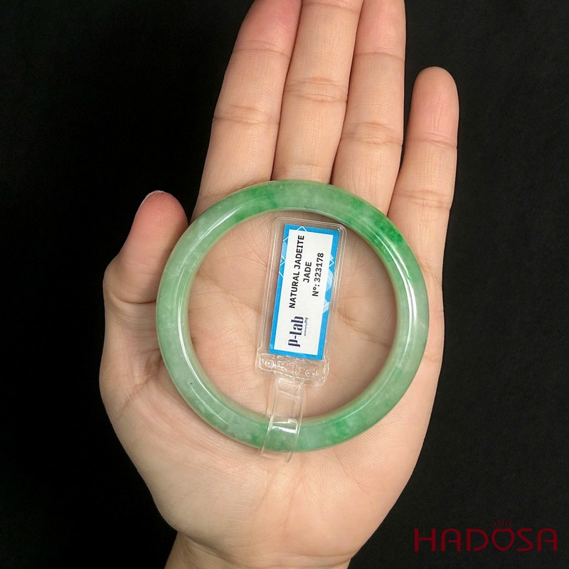 Vòng Kiềng Ngọc Cẩm Thạch Bản Hẹ Xanh Đậu Ni 52 - HADOSA