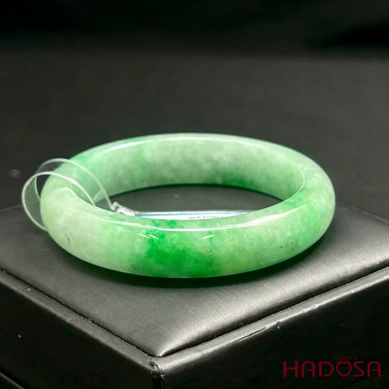 Vòng Kiềng Ngọc Cẩm Thạch Bản Hẹ Xanh Đậu Ni 52 - HADOSA