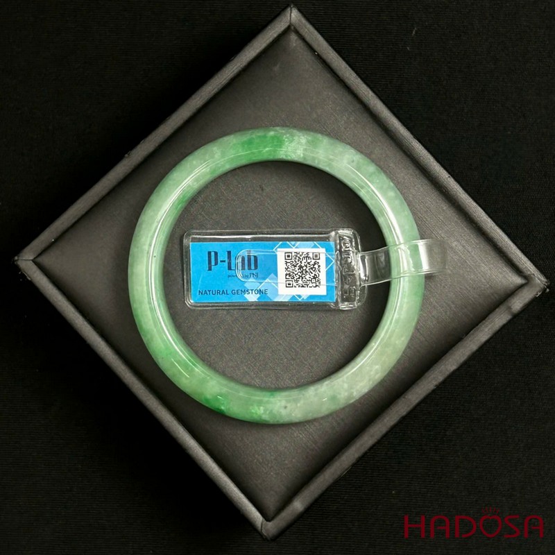 Vòng Kiềng Ngọc Cẩm Thạch Bản Hẹ Xanh Đậu Ni 52 - HADOSA