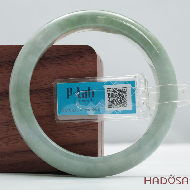 Vòng Cẩm Thạch A xanh điểm bông bản oval ni 54
