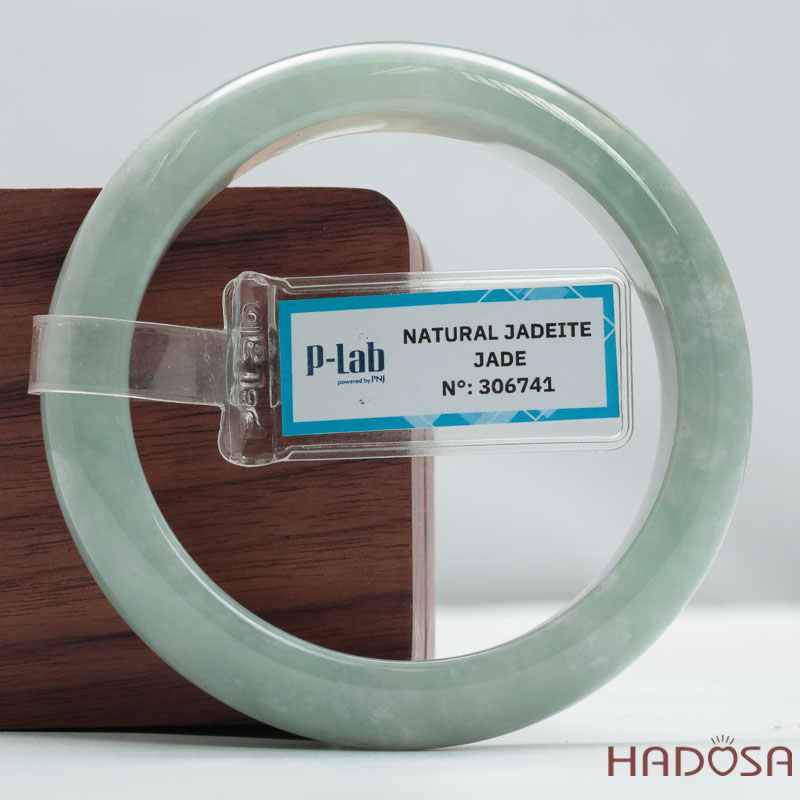 Vòng Cẩm Thạch A xanh điểm bông bản oval ni 54