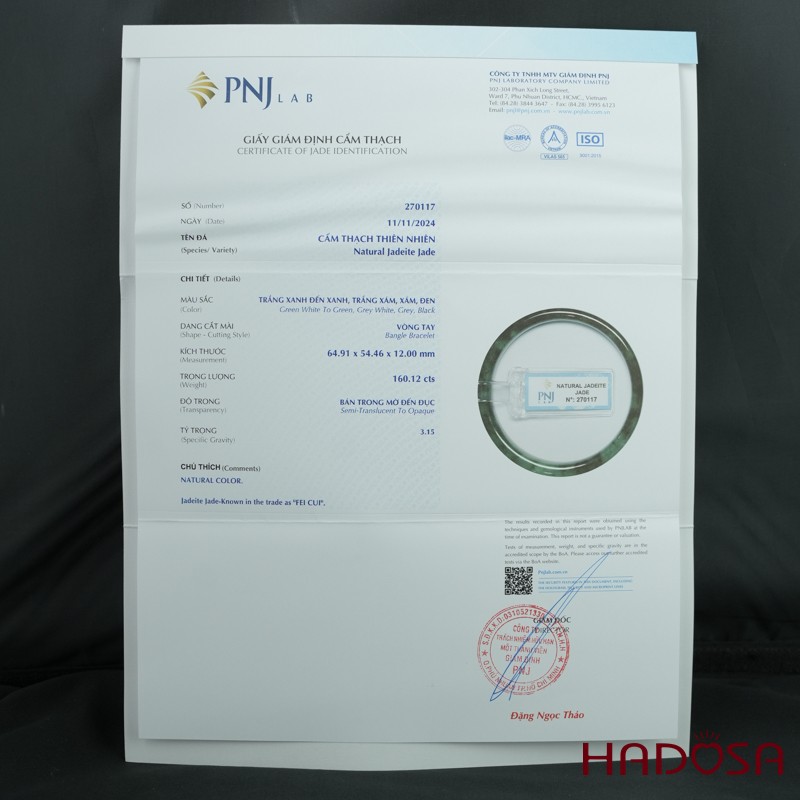 Vòng Ngọc Cẩm Thạch bản vuông xanh lý ni 54