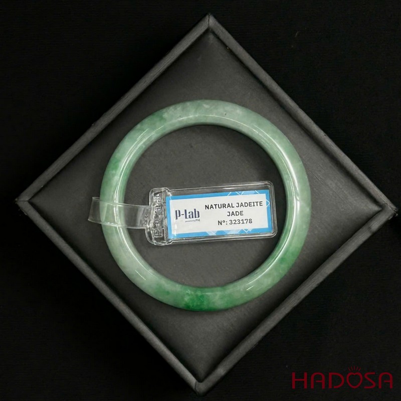 Vòng Kiềng Ngọc Cẩm Thạch Bản Hẹ Xanh Đậu Ni 52 - HADOSA