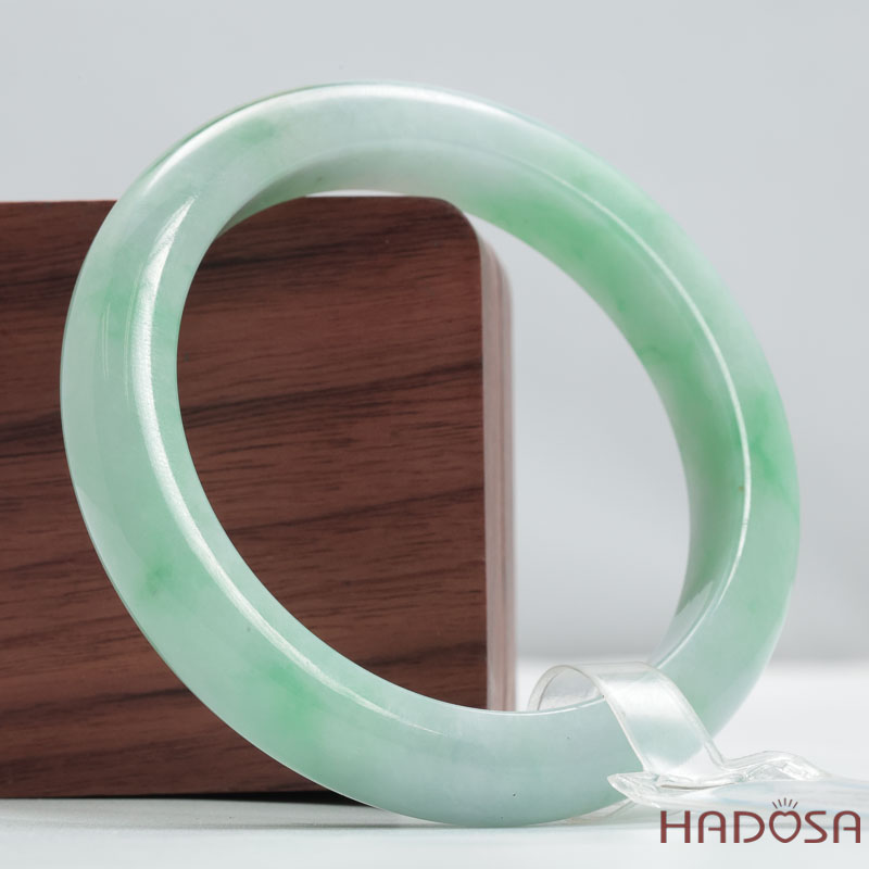 Vòng Ngọc Cẩm Thạch Type A Xanh Lý Bản Lá Hẹ Ni 54