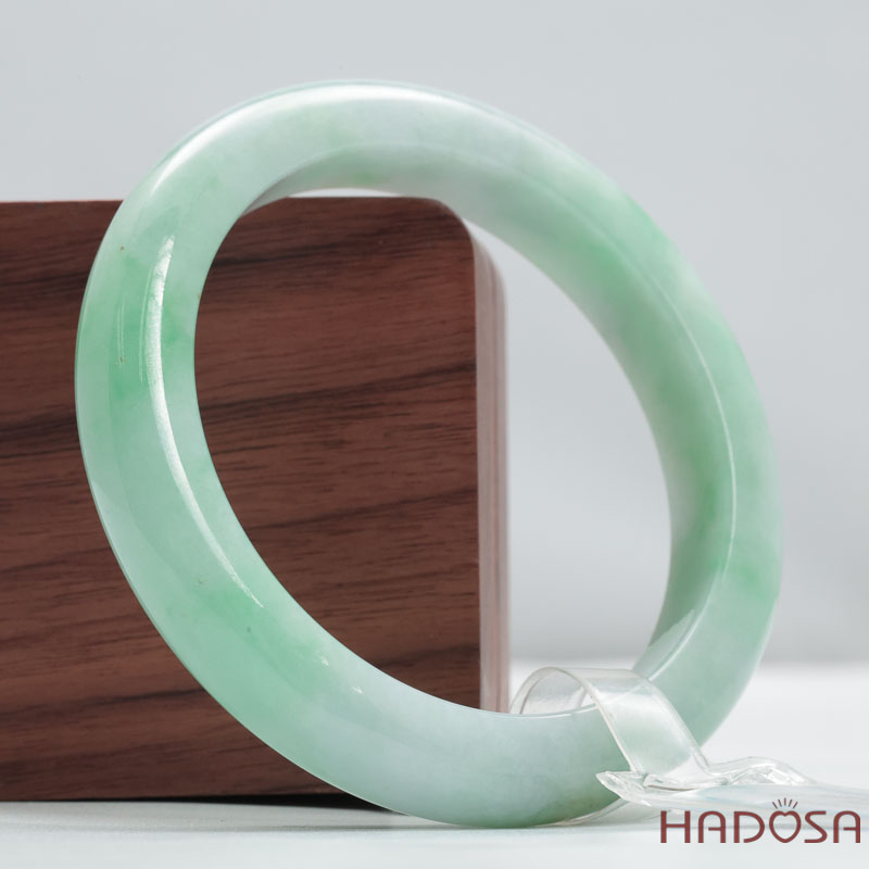 Vòng Ngọc Cẩm Thạch Type A Xanh Lý Bản Lá Hẹ Ni 54