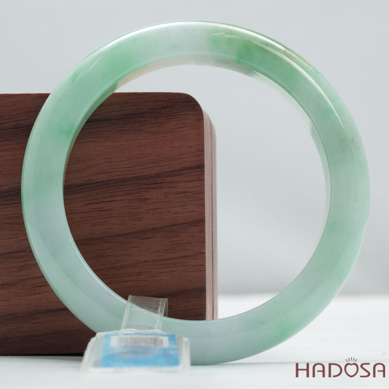 Vòng Ngọc Cẩm Thạch Type A Xanh Lý Bản Lá Hẹ Ni 54