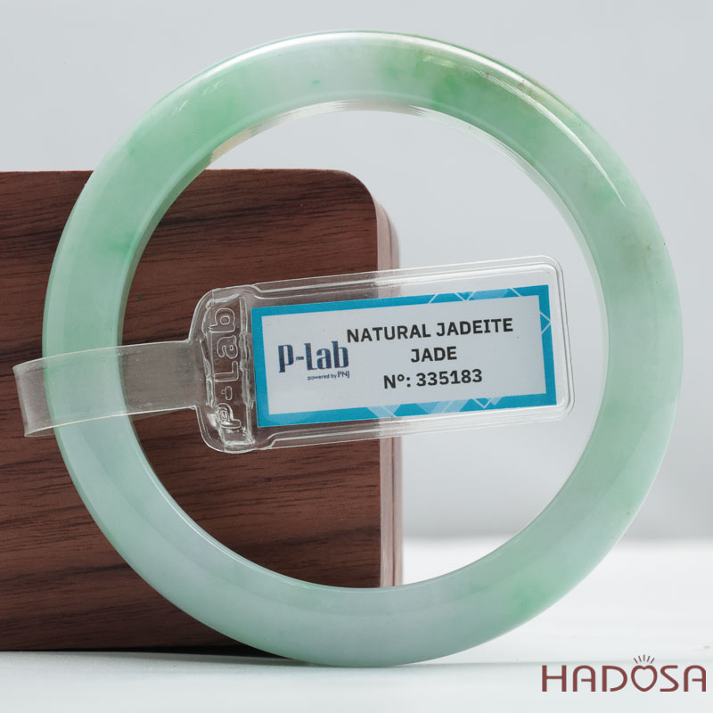 Vòng Ngọc Cẩm Thạch Type A Xanh Lý Bản Lá Hẹ Ni 54