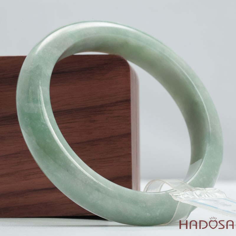 Vòng Cẩm Thạch A xanh mạ bản oval ni 58