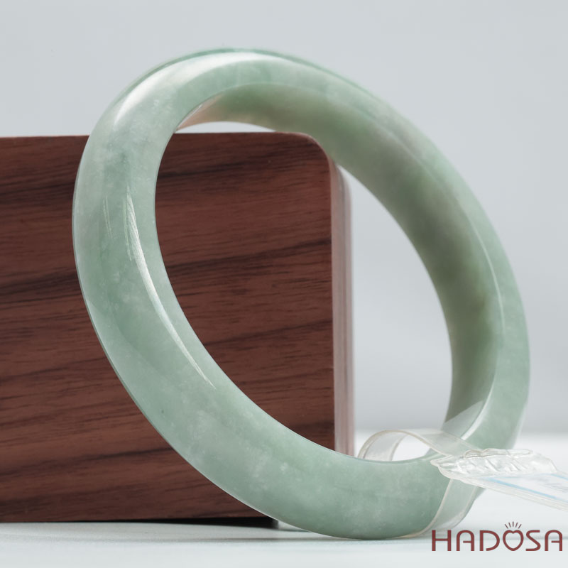 Vòng Cẩm Thạch A xanh mạ bản oval ni 58