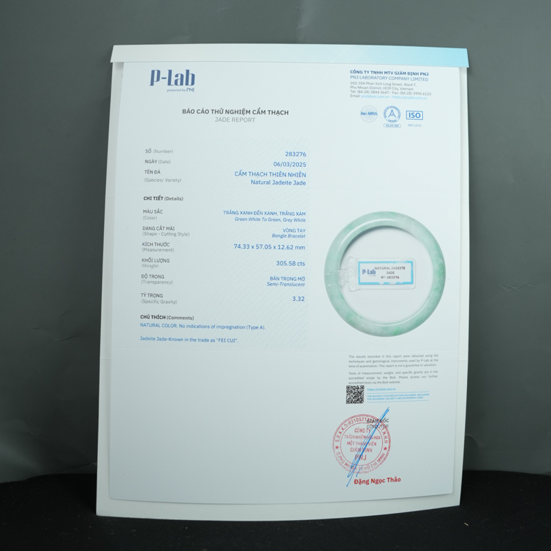 Vòng Ngọc Cẩm Thạch A lá hẹ nếp lý ni 57