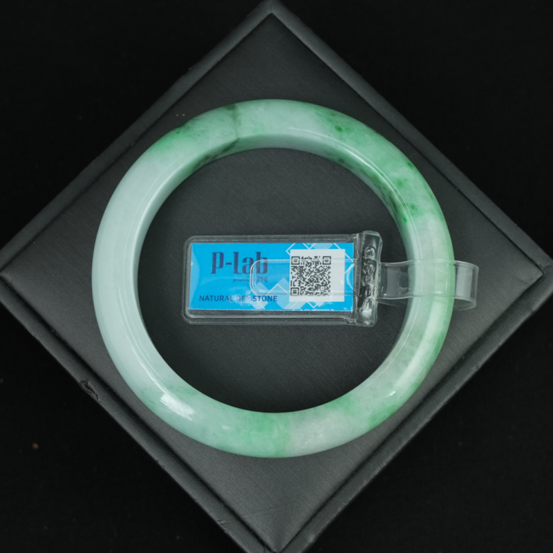 Vòng Ngọc Cẩm Thạch A lá hẹ xanh điểm lý ni 56