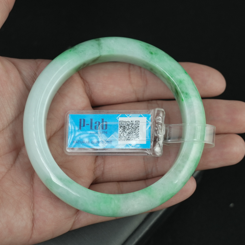 Vòng Ngọc Cẩm Thạch A lá hẹ xanh điểm lý ni 56