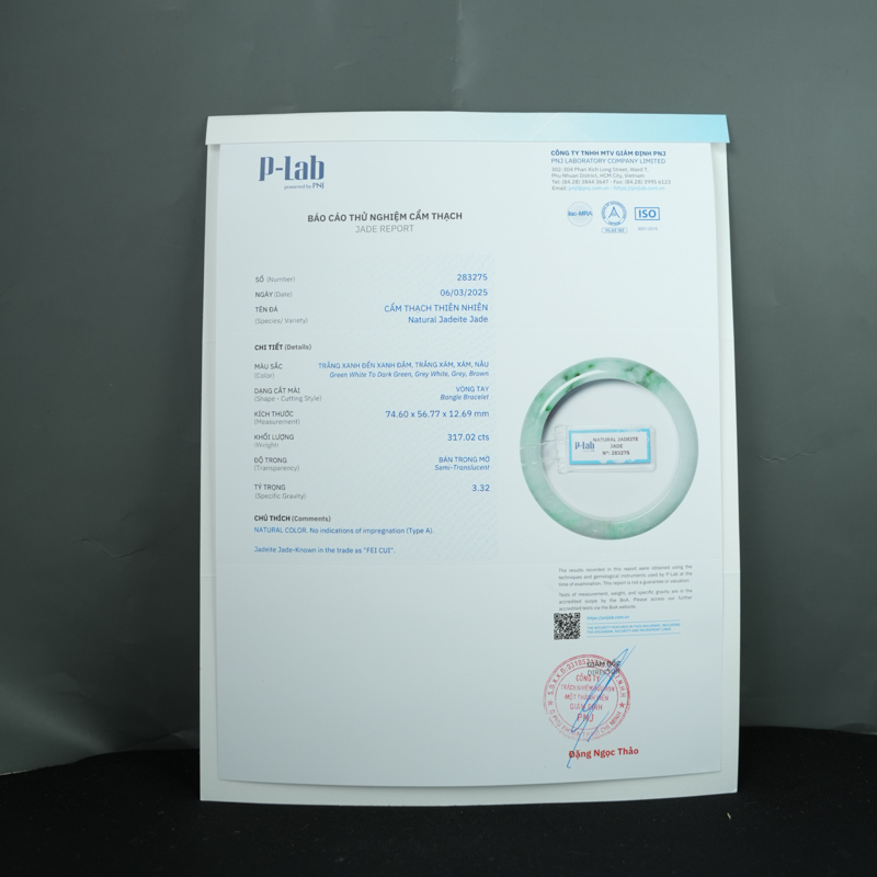 Vòng Ngọc Cẩm Thạch A lá hẹ xanh điểm lý ni 56