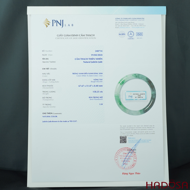 Vòng Ngọc Cẩm Thạch bản tròn xanh vân đậm ni 51