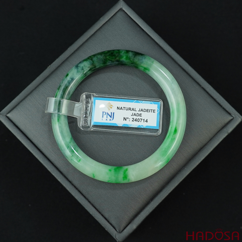 Vòng Ngọc Cẩm Thạch bản tròn xanh vân đậm ni 51