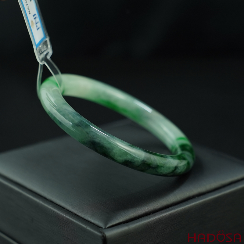 Vòng Ngọc Cẩm Thạch bản tròn xanh vân đậm ni 51