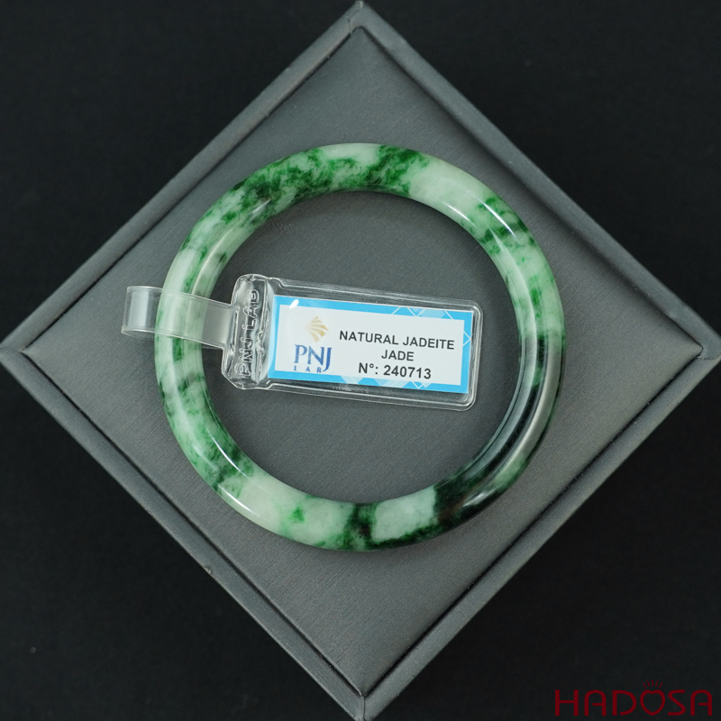 Vòng Ngọc Cẩm Thạch bản tròn xanh vân đậm ni 52