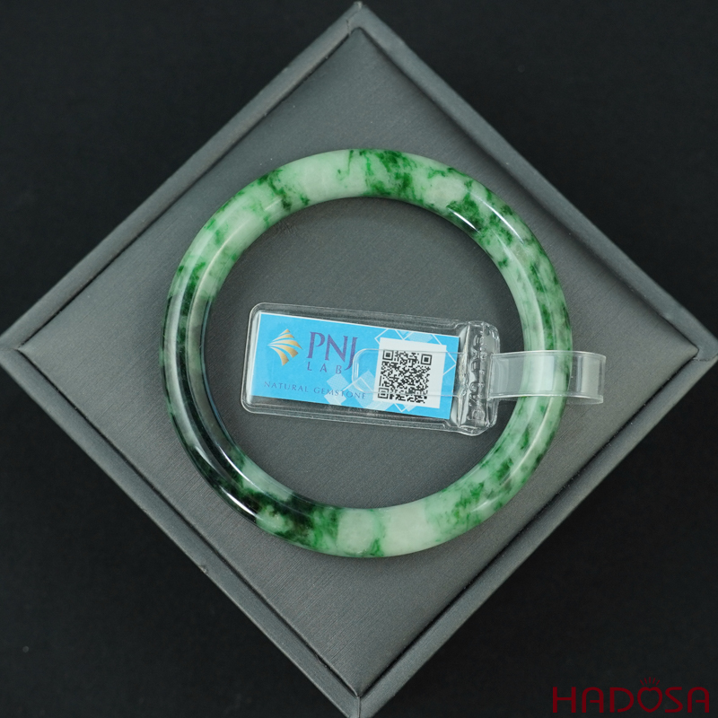 Vòng Ngọc Cẩm Thạch bản tròn xanh vân đậm ni 52