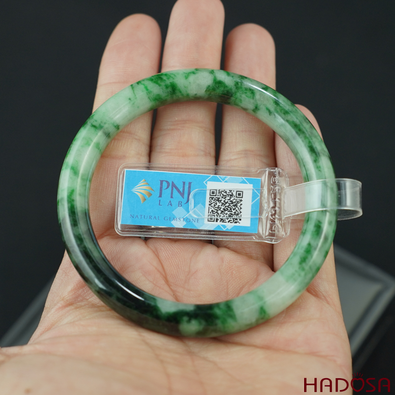 Vòng Ngọc Cẩm Thạch bản tròn xanh vân đậm ni 52