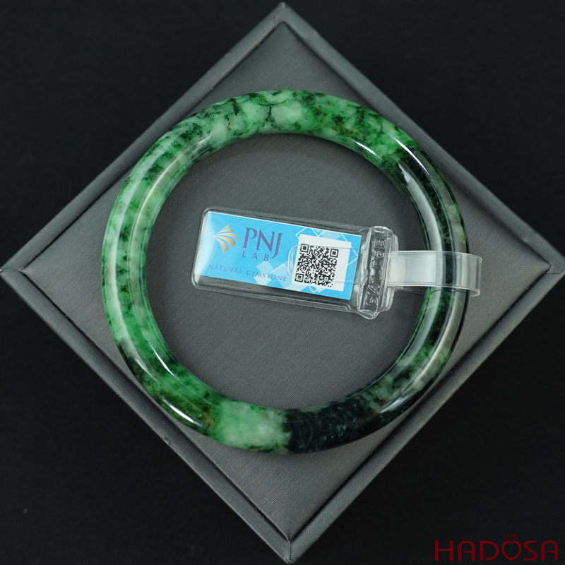 Vòng Ngọc Cẩm Thạch bản tròn xanh vân đậm ni 60