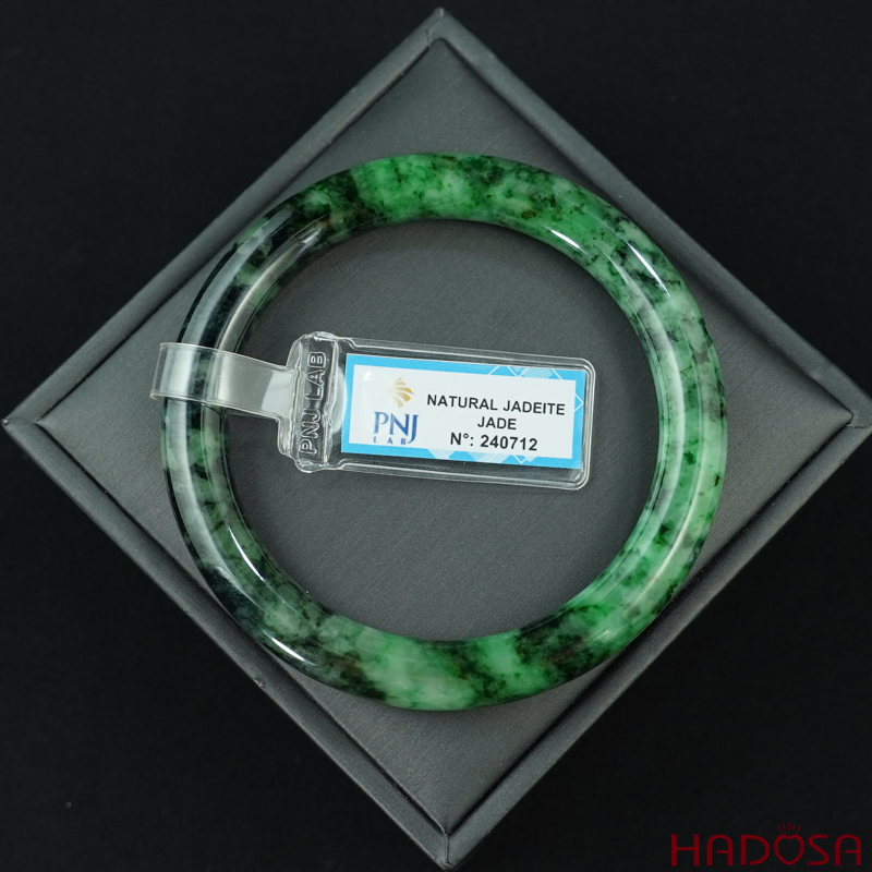Vòng Ngọc Cẩm Thạch bản tròn xanh vân đậm ni 60