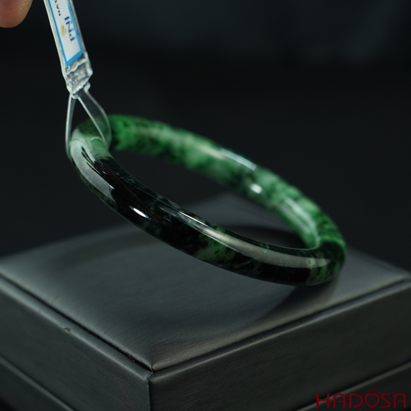 Vòng Ngọc Cẩm Thạch bản tròn xanh vân đậm ni 60