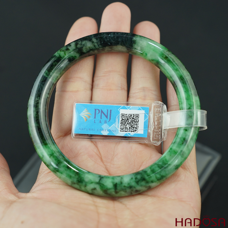 Vòng Ngọc Cẩm Thạch bản tròn xanh vân đậm ni 60