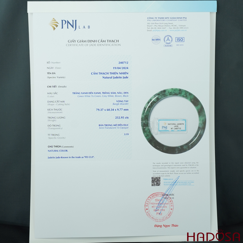 Vòng Ngọc Cẩm Thạch bản tròn xanh vân đậm ni 60