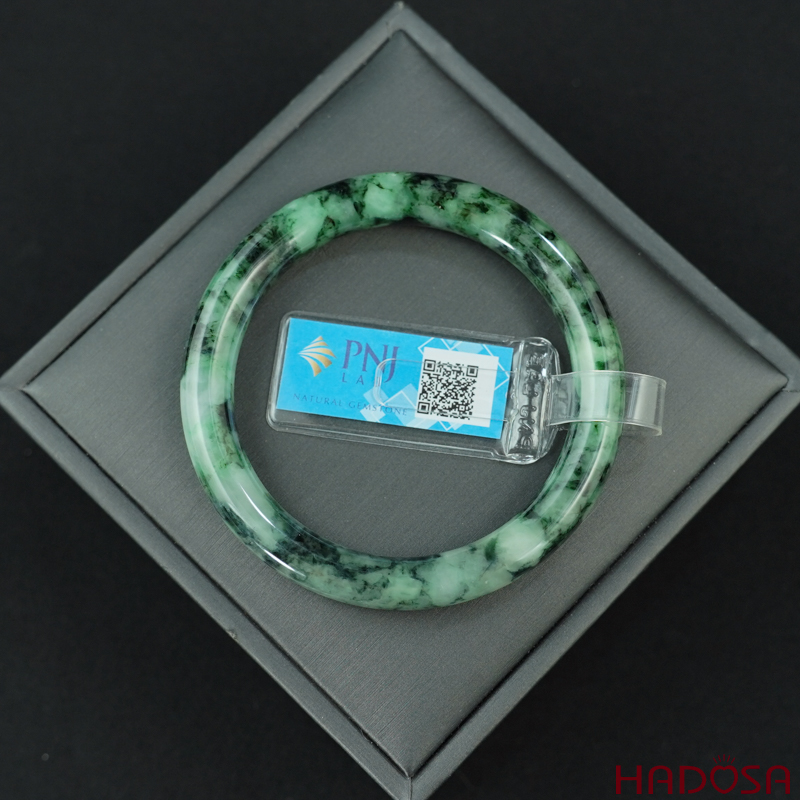 Vòng Ngọc Cẩm Thạch bản tròn xanh vân đậm ni 50