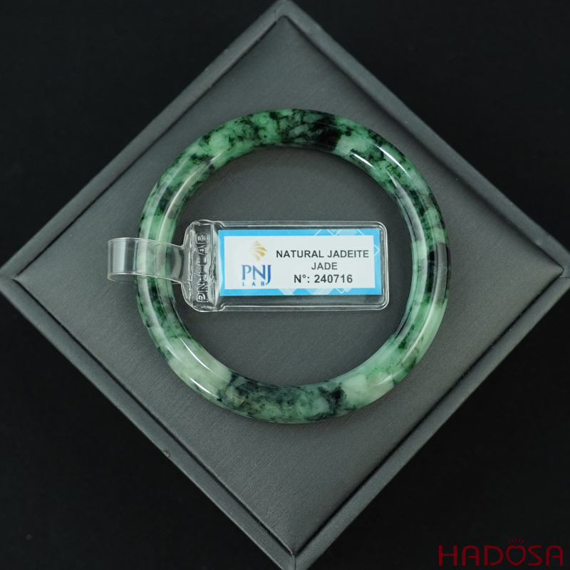 Vòng Ngọc Cẩm Thạch bản tròn xanh vân đậm ni 50