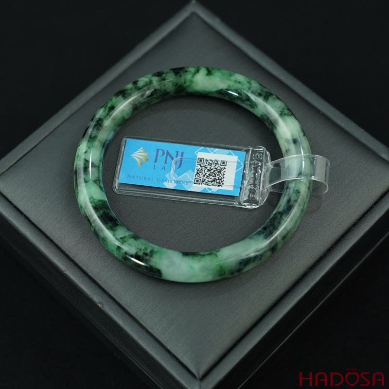 Vòng Ngọc Cẩm Thạch bản tròn xanh vân đậm ni 50