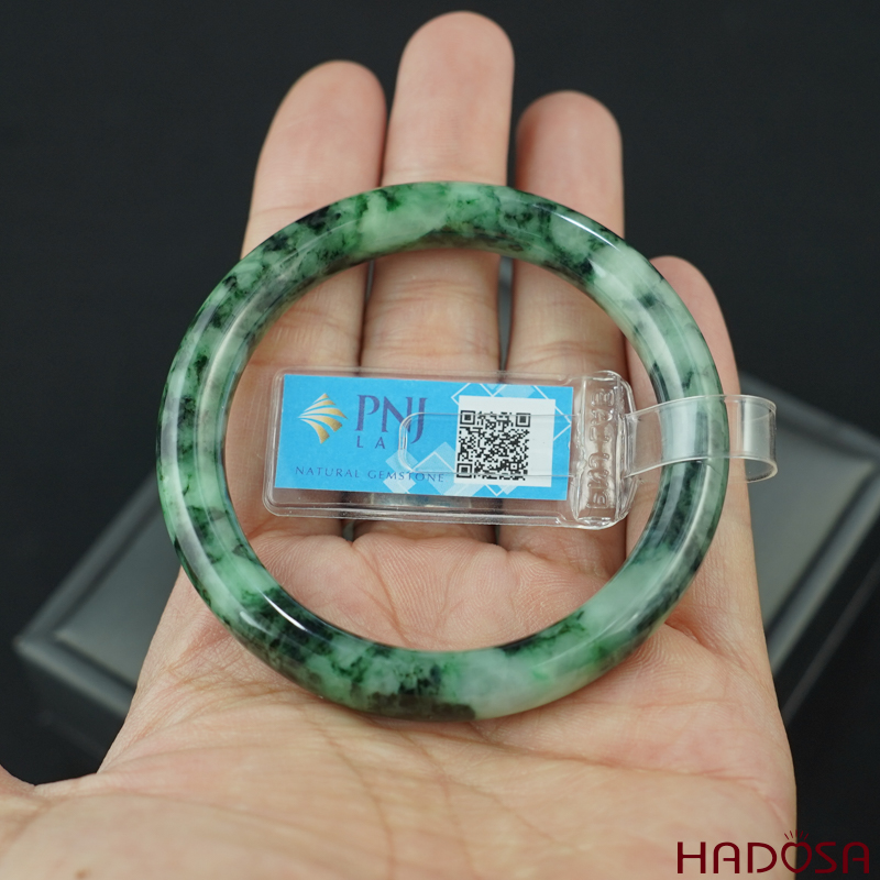 Vòng Ngọc Cẩm Thạch bản tròn xanh vân đậm ni 50