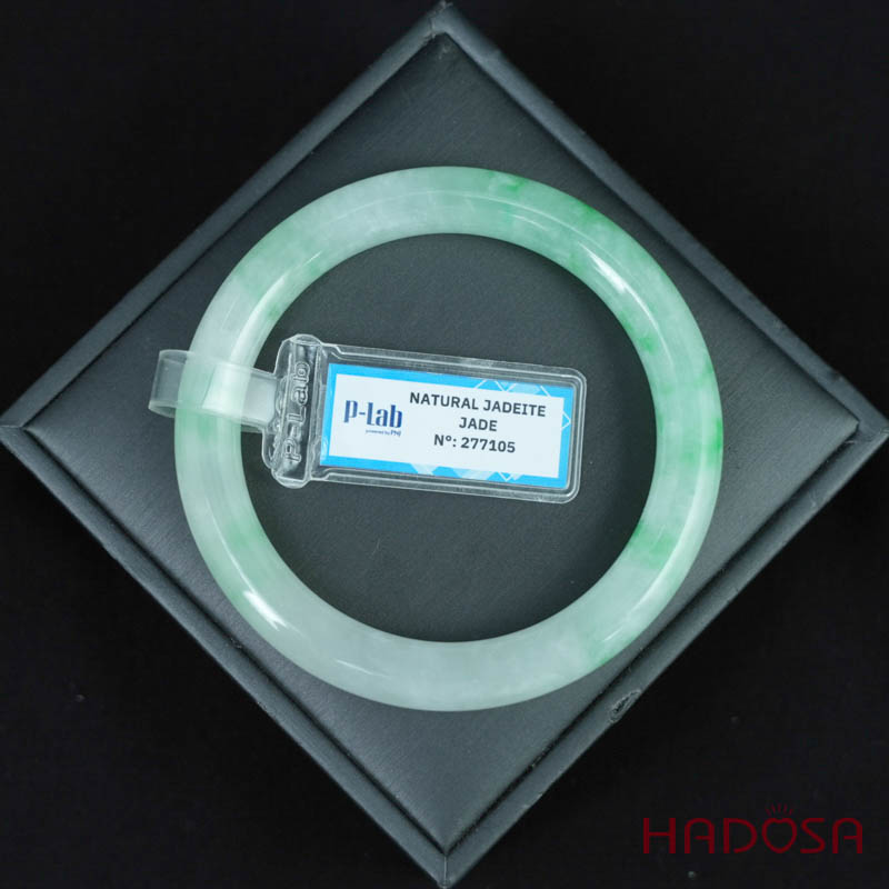 Vòng Ngọc Cẩm Thạch bản tròn xanh trong vân đậu ni 56