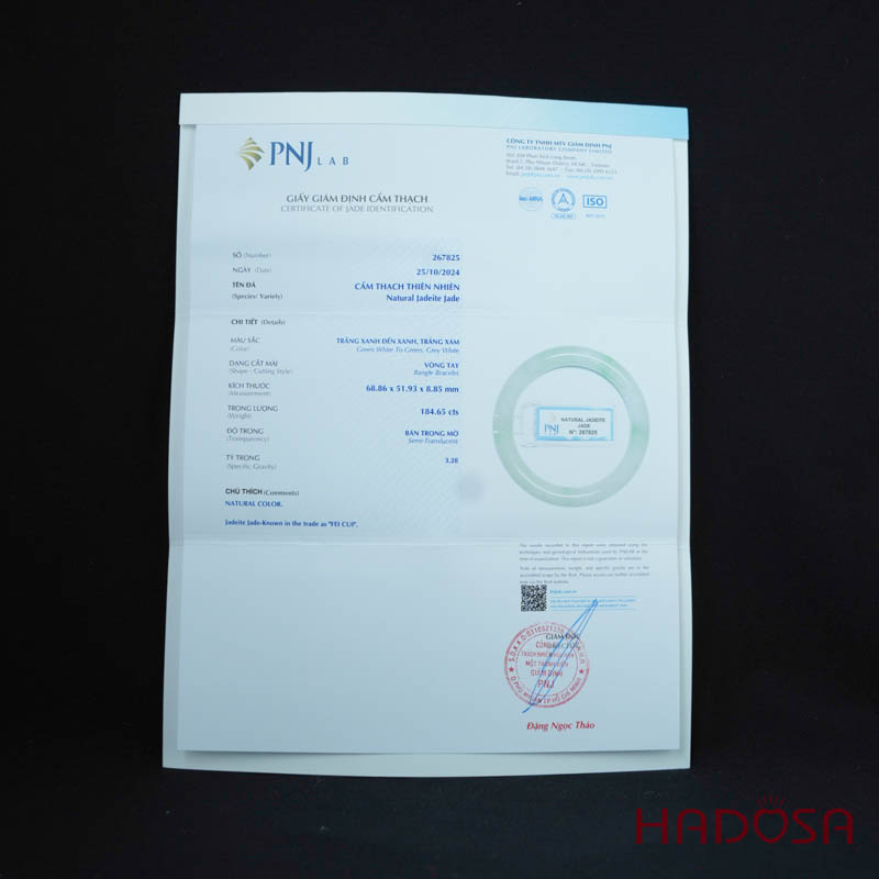 Vòng Ngọc Cẩm Thạch bản tròn xanh trong vân lý ni 51