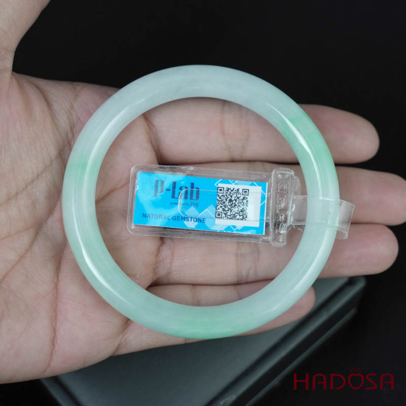 Vòng Ngọc Cẩm Thạch bản tròn xanh trong vân lý ni 55