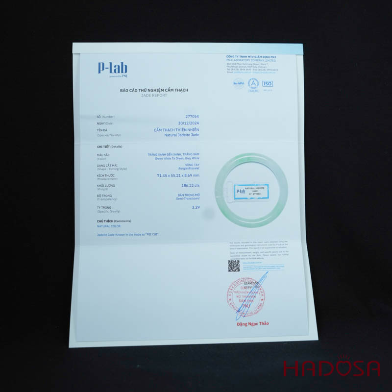 Vòng Ngọc Cẩm Thạch bản tròn xanh trong vân lý ni 55